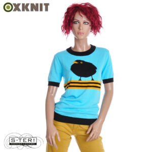 OXKNIT DAMES TOP BLAUW MET MEREL