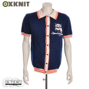 OXKNIT HEREN POLO BLAUW MET UIL