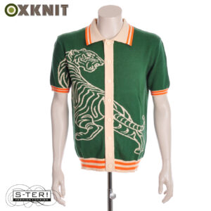OXKNIT HEREN POLO VEST TIJGER GROEN ECRU