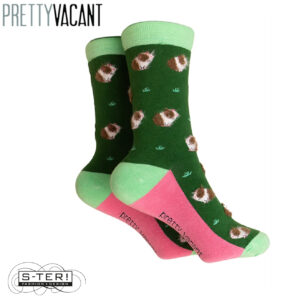 W39.24  PRETTY VACANT FLUFFY GUINEA PIGS SOCKS GREEN
