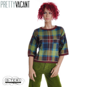W39.23  PRETTY VACANT ROMA SWEATER PLAID RUM RAISON