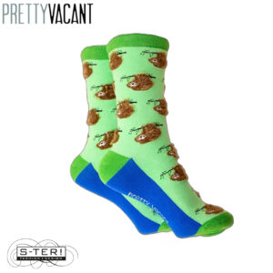 W39.27 PRETTY VACANT FLUFFY SLOTH SOCKS GREEN