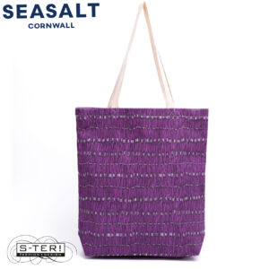 W7.24 Seasalt Cornwall FOLDAWAY CANVAS SHOPPER TREES CHECK WILD ORCHID