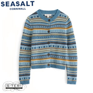 W7.7 Seasalt Cornwall COVE COTTAGE CARDIGAN CARVED RELIEF CADET MULTI