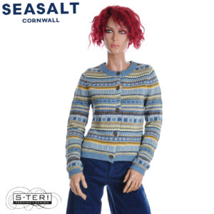 W7.7 Seasalt Cornwall COVE COTTAGE CARDIGAN CARVED RELIEF CADET MULTI