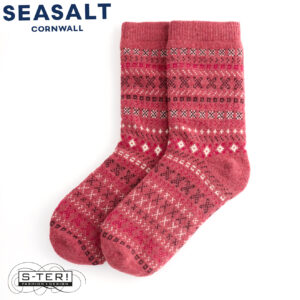W7.41 Seasalt Cornwall FAIR ISLE SOCKS CROSS STITCH DRIED ROSE