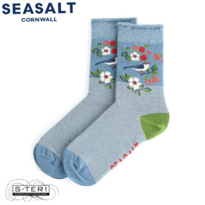 W7.42 Seasalt Cornwall SNOWY SCENES SOCKS SWEET NIGHTINGALE STRIPE LICHEN