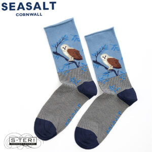 W7.23 Seasalt Cornwall WOMENS BAMBOO ARTY SOCKS PERCED OWL MARITIME