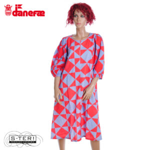 Z5.20 danefae DANIRIS SEERSUCKER DRESS SUMMER RED WATERBLUE DIAMETRIC