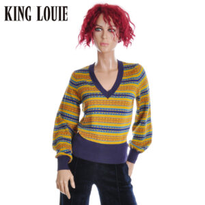 W9.73 KING LOUIE 10818 BELL TOP V NECK ROSEDALE MULTI COLOUR