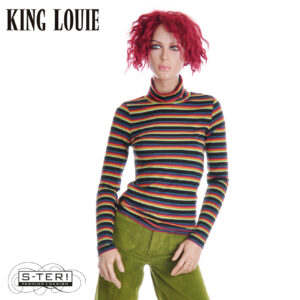 W9.72 KING LOUIE 11036 ROLLNECK TOP LOTTIE STRIPE BOTANICAL GREEN