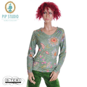 W25.31 PIP STUDIO TRICE LONG SLEEVE TOP MUMBAI MORNING GREEN