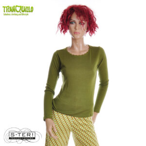 W23.12 Tranquillo NOEMIEE LONGSLEEVE WOOL COTTON JERSEY OLIVE