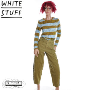 W18.50 WHITE STUFF 446869 ADELINE UTILITY BARREL TROUSER KHAKI GREEN