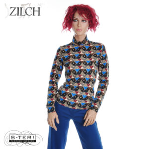 W21.16 ZILCH TOP HIGH NECK 62EVI10.111 DRAWING MULTI