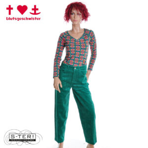 W3.28 BLUTSGESCHWISTER HIGH WAIST OLOTTE 001263-130-02243 EMERALD FEATHER CORDUROY GREEN