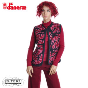 W5.3 danefae DANECOBRA WOOL AOP VEST SOFT CHERRY MACRO MICRO JUMBO