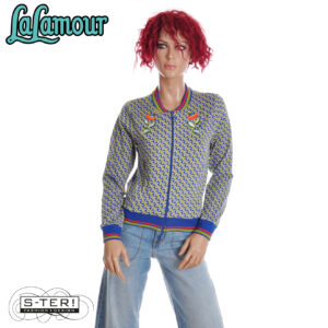 W31.9 LALAMOUR AW26221 NORA BOMBER JACKET JETSET SWIRL PURPLE ROSE