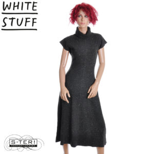 W18.74 WHITE STUFF 447557 RUBY ROLL NECK SPARKLE DRESS CHARC GREY
