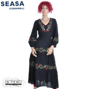 W7.35 Seasalt Cornwall DANIELLA DRESS BOTANICAL BORDERS ONYX
